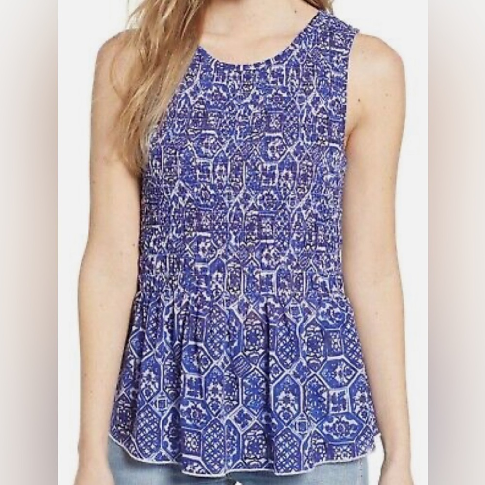 Hinge Purple Smocked Peplum Top size XS